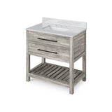 Jeffrey Alexander VKITWAV36GNBOR 36" Forest Green Wavecrest Vanity, Boulder Cultured Marble Vanity Top, undermount rectangle bowl