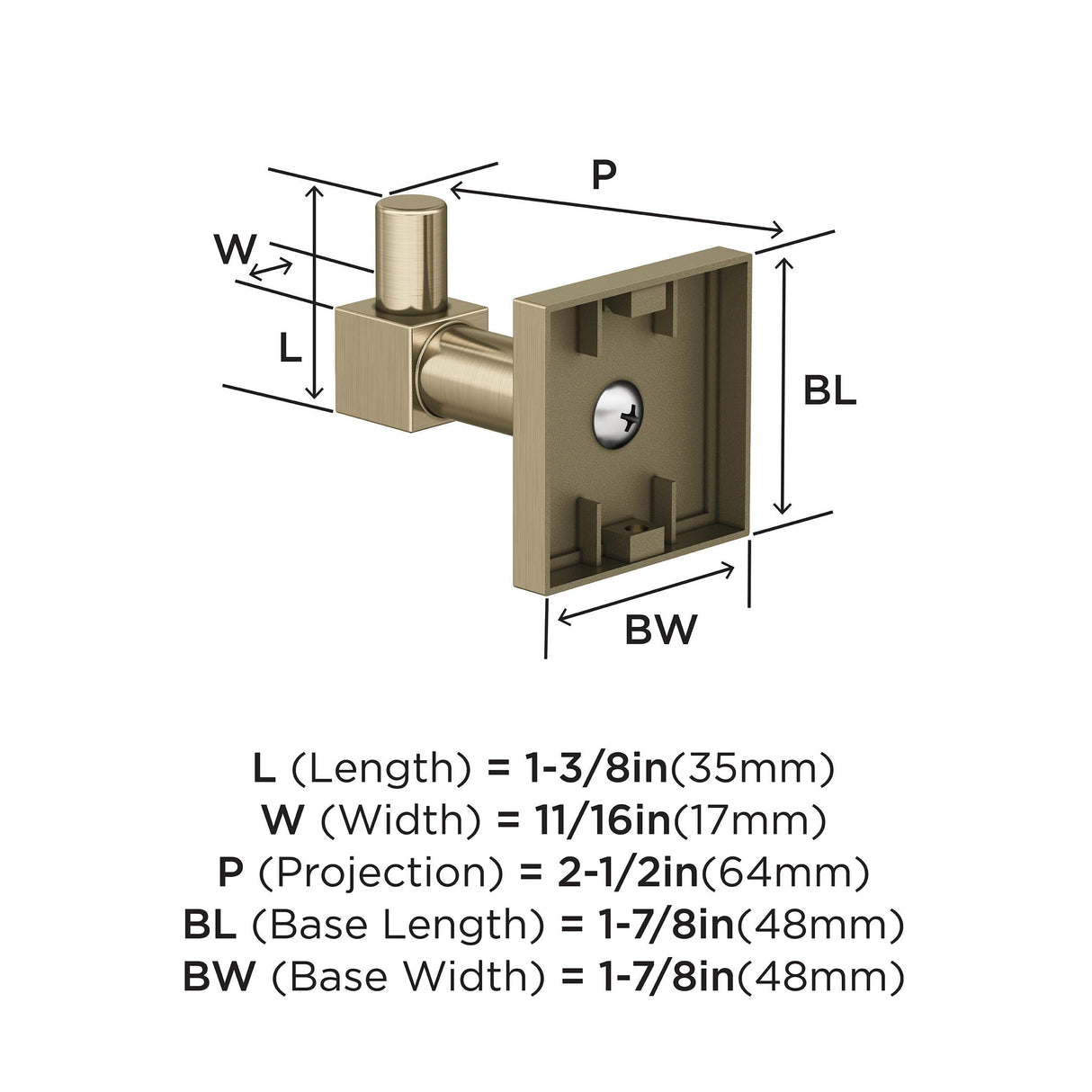 Amerock BH36070BBZ Golden Champagne Single Robe Hook 1-7/8 in. (48 mm) Length Towel Holder Appoint Towel Hook for Bathroom Bathroom Hardware Bath Accessories