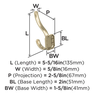 Amerock HBX36693BBZ Granlyn Double Prong Decorative Wall Hook Golden Champagne Hook for Coats, Hats, Backpacks, Bags Hooks for Bathroom, Bedroom, Closet, Entryway, Laundry Room, Office