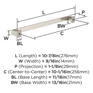 Amerock BP37361G10 Satin Nickel Cabinet Pull 10-1/16 in (256 mm) Center-to-Center Cabinet Handle Appoint Drawer Pull Kitchen Cabinet Handle Furniture Hardware
