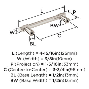 Amerock Cabinet Pull Satin Nickel 3-3/4 inch (96 mm) Center-to-Center Destine 1 Pack Drawer Pull Cabinet Handle Cabinet Hardware