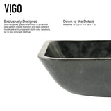 VIGO Onyx 18.125 inch L x 13 inch W Over the Counter Freestanding Glass Rectangular Vessel Bathroom Sink in Gray Onyx - Sink for Bathroom VG07084