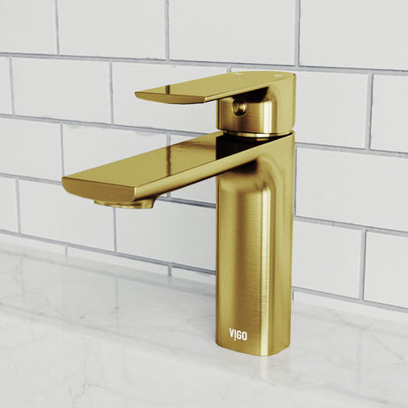 VIGO Davidson 6.375 inch H Single Hole Single Handle Single Hole Bathroom Faucet in Matte Gold - Bathroom Sink Faucet VG01043MG
