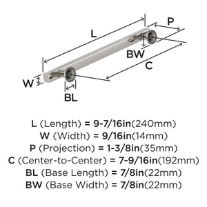 Amerock Corp BP37107PN Everett Pull, 7-9/16 in (192 mm) Center-to-Center, Polished Nickel