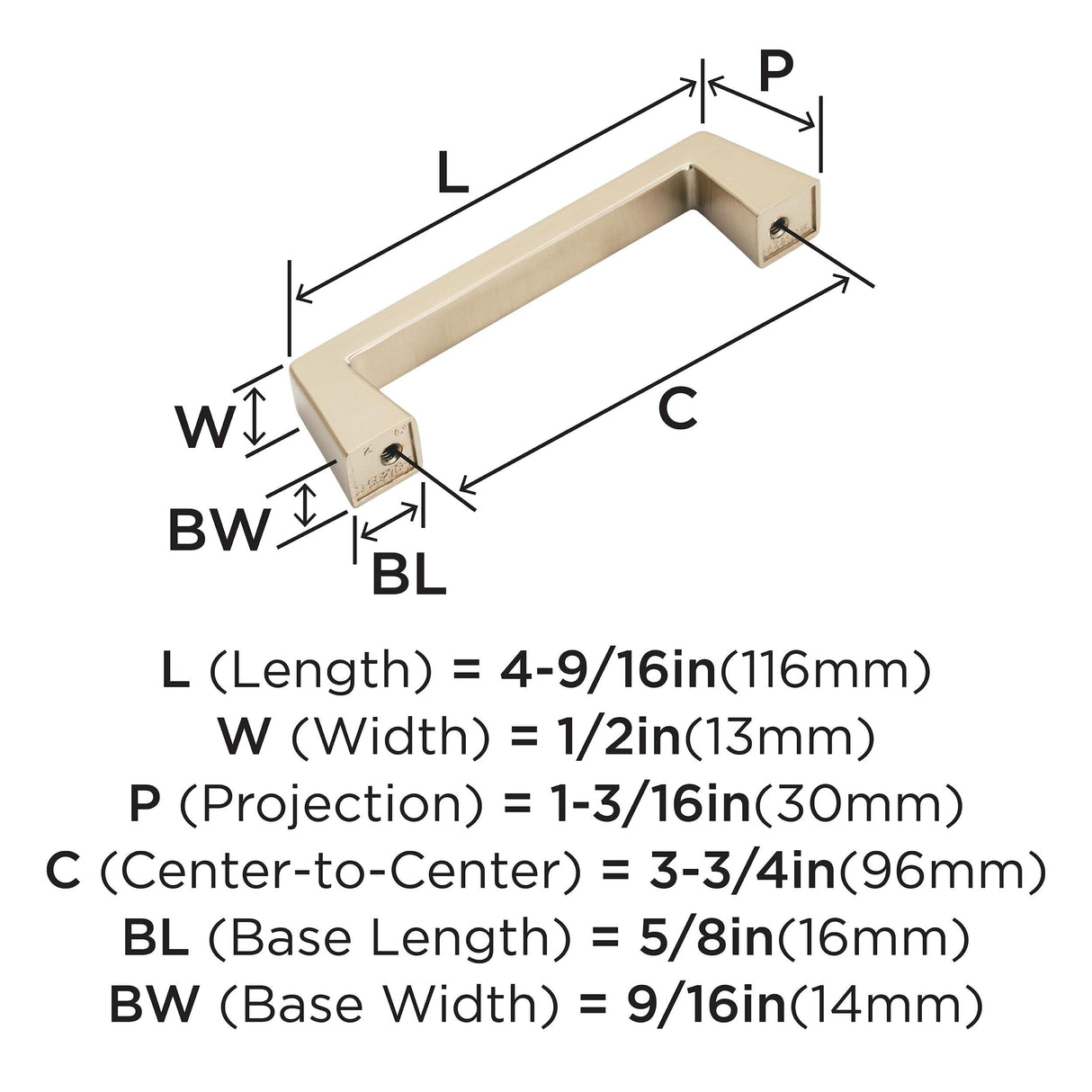 Amerock Cabinet Pull Champagne Bronze 3-3/4 inch (96 mm) Center to Center Blackrock 1 Pack Drawer Pull Drawer Handle Cabinet Hardware