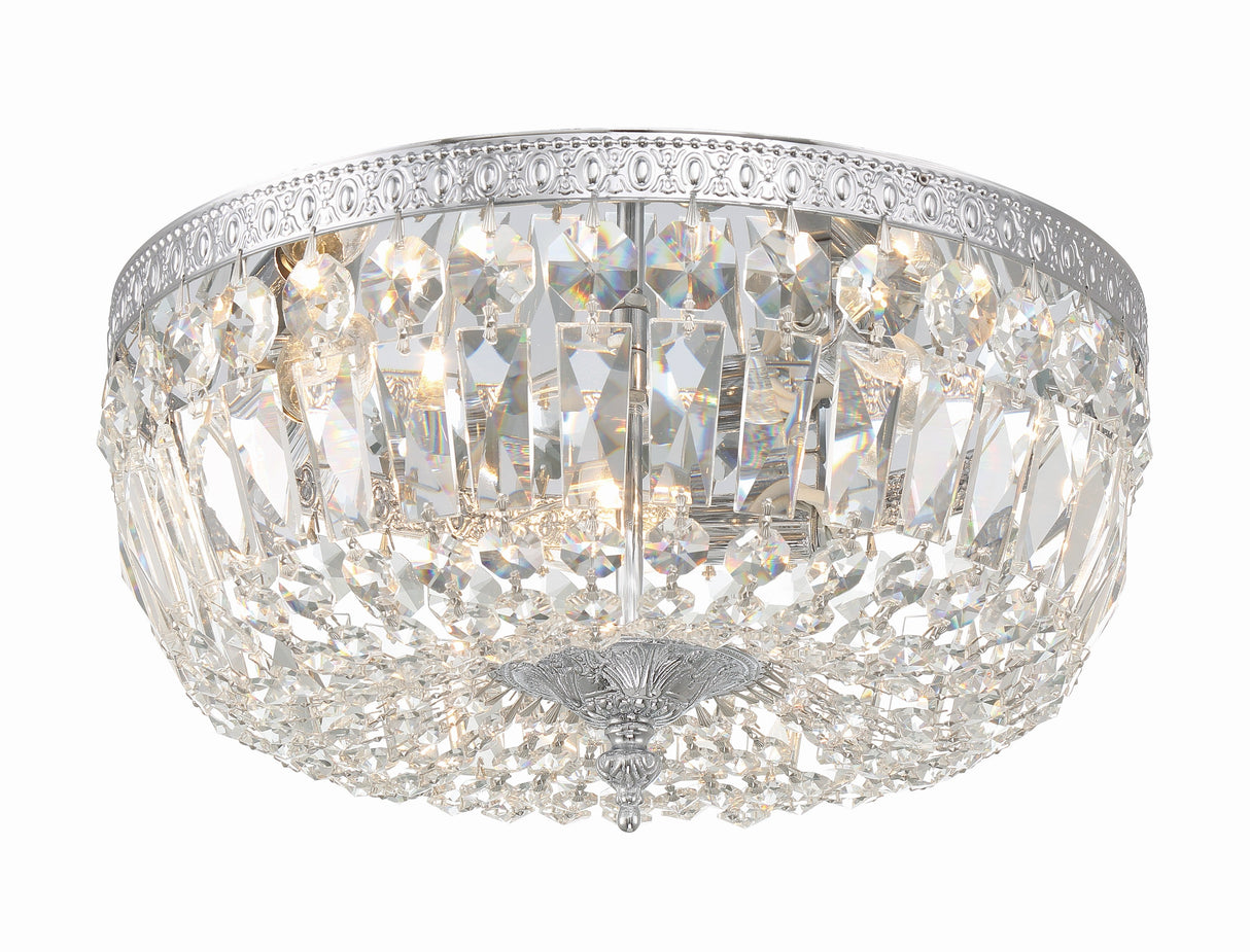 Crystorama 3 Light Hand Cut Crystal Polished Chrome Flush Mount 714-CH-CL-MWP
