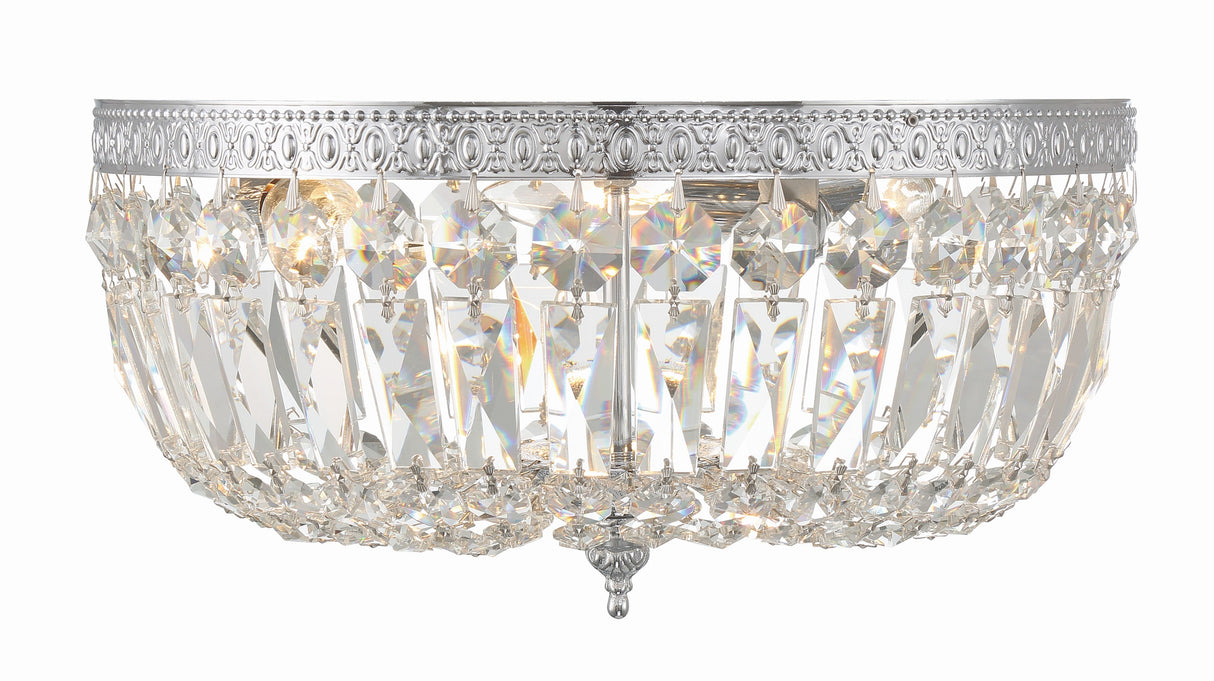 Crystorama 3 Light Hand Cut Crystal Polished Chrome Flush Mount 714-CH-CL-MWP