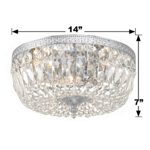 Crystorama 3 Light Hand Cut Crystal Polished Chrome Flush Mount 714-CH-CL-MWP