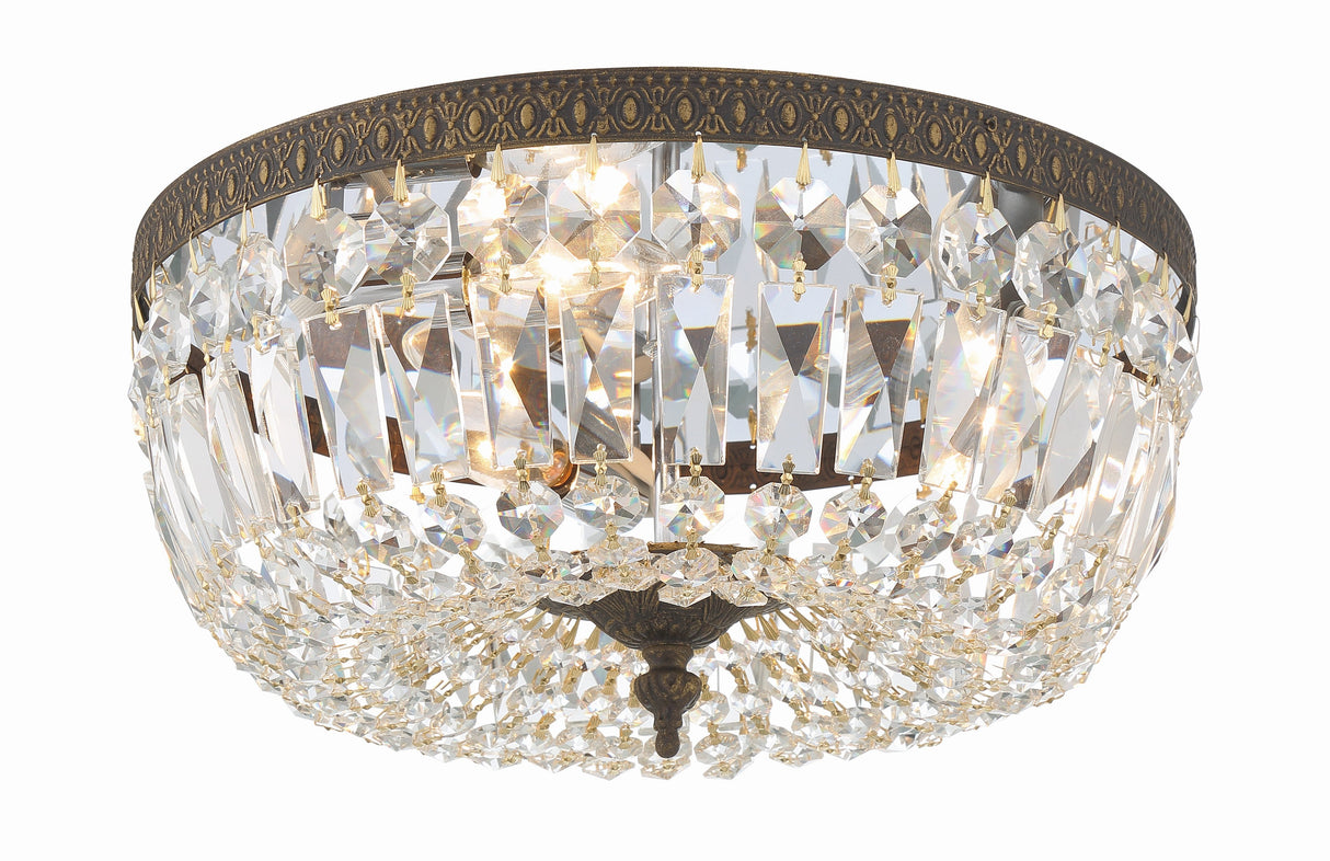 Crystorama 3 Light English Bronze Hand Cut Crystal Flush Mount 714-EB-CL-MWP