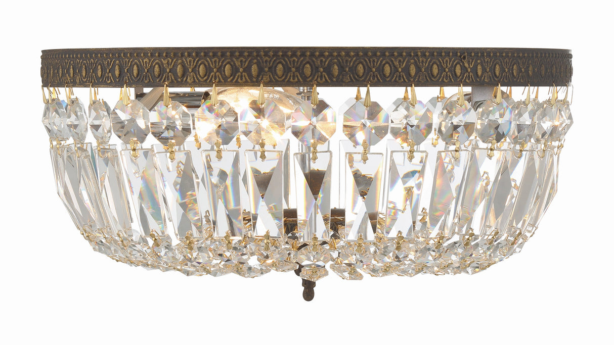 Crystorama 3 Light Hand Cut Crystal Polished Chrome Flush Mount 714-CH-CL-MWP