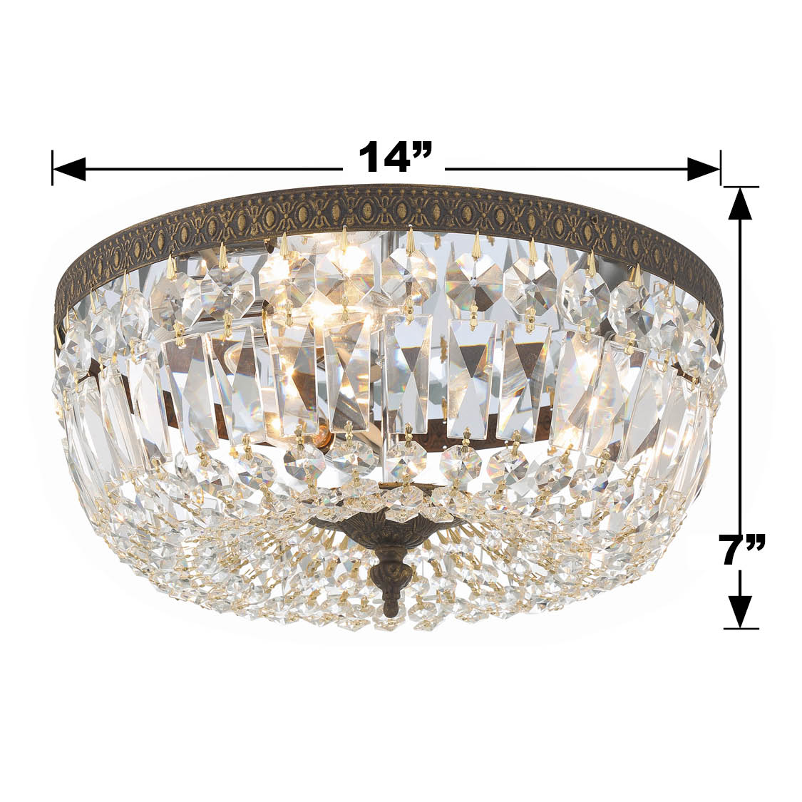 Crystorama 3 Light Hand Cut Crystal Polished Chrome Flush Mount 714-CH-CL-MWP