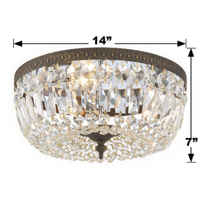 Crystorama 3 Light Hand Cut Crystal Polished Chrome Flush Mount 714-CH-CL-MWP