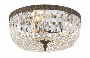 Crystorama 3 Light Swarovski Strass Crystal English Bronze Flush Mount 714-EB-CL-S