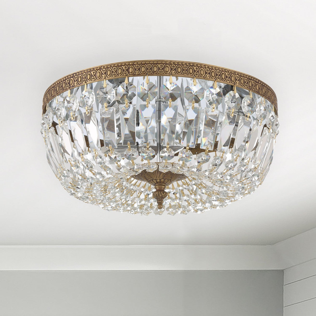 Crystorama 3 Light Hand Cut Crystal Polished Chrome Flush Mount 714-CH-CL-MWP