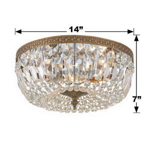 Crystorama 3 Light Hand Cut Crystal Polished Chrome Flush Mount 714-CH-CL-MWP