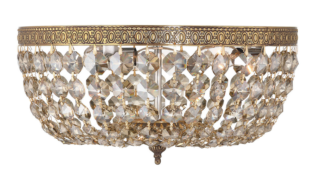 Crystorama 3 Light Hand Cut Crystal Polished Chrome Flush Mount 714-CH-CL-MWP
