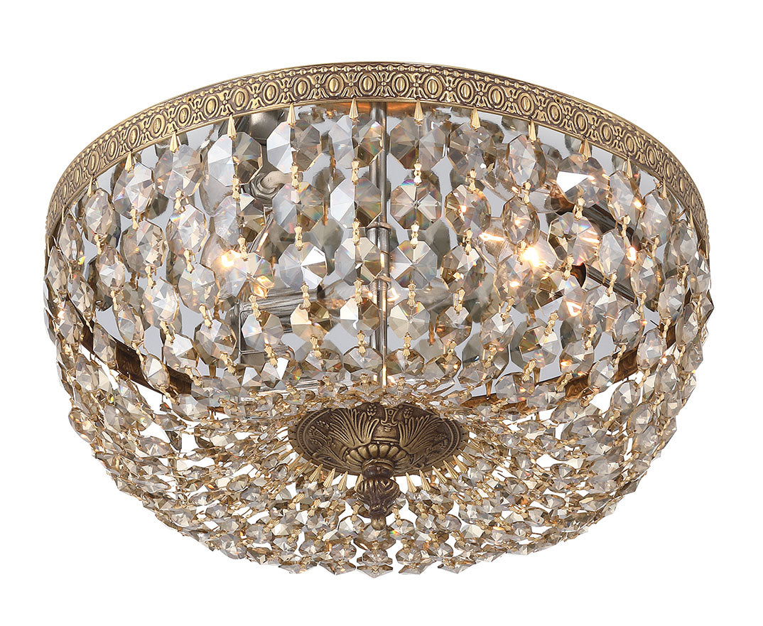 Crystorama 3 Light Hand Cut Crystal Polished Chrome Flush Mount 714-CH-CL-MWP