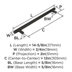 Amerock Appliance Pull Oil Rubbed Bronze 12 inch (305 mm) Center to Center Bar Pulls 1 Pack Drawer Pull Drawer Handle Cabinet Hardware