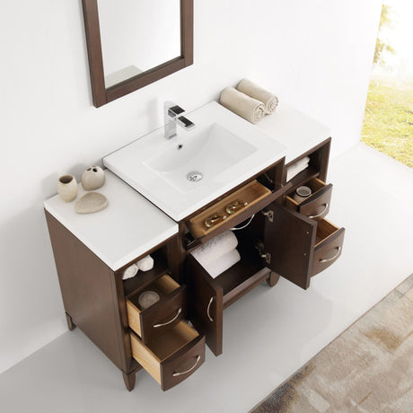 Fresca FVN21-122412WH Fresca Cambridge 48" White Traditional Bathroom Vanity w/ Mirror