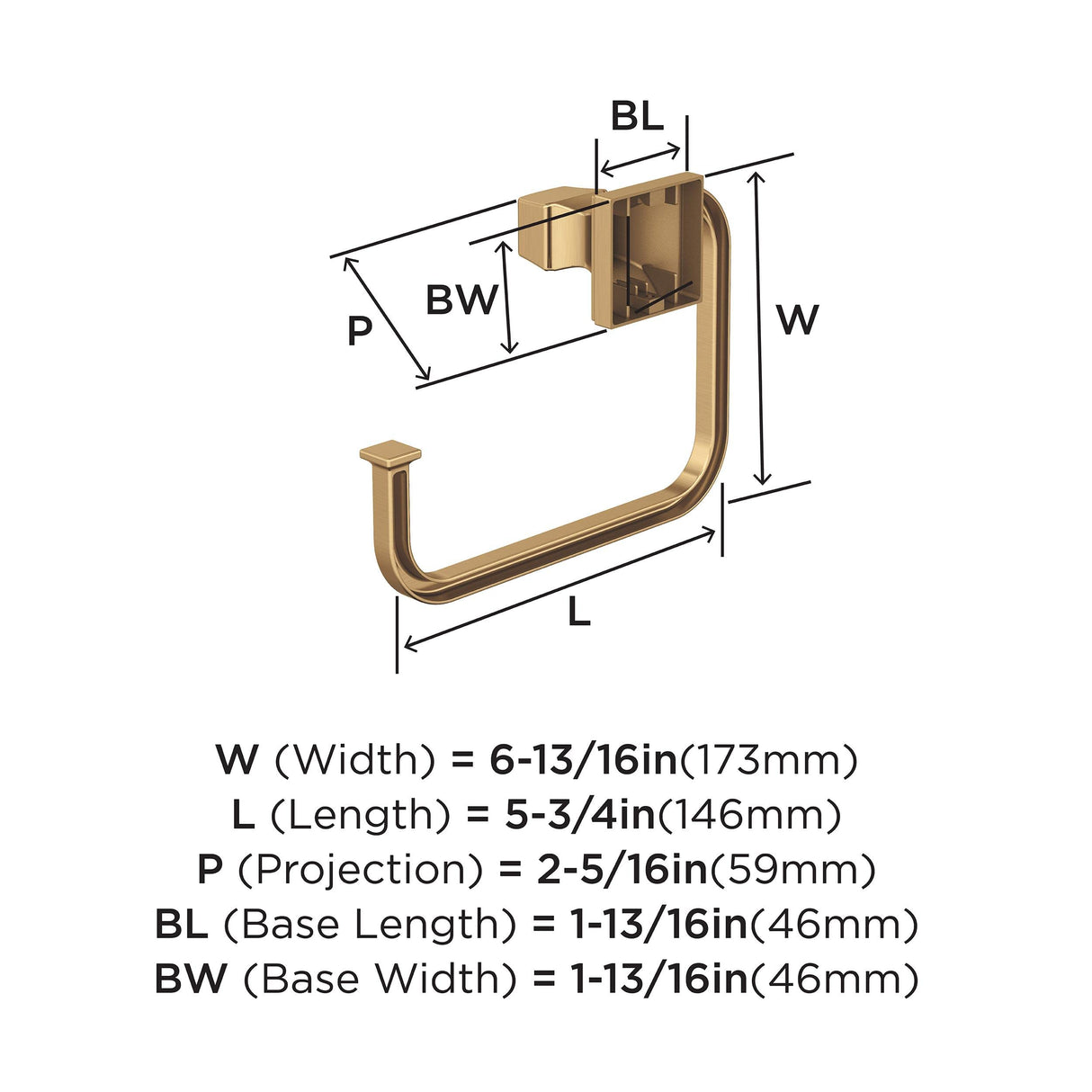 Amerock BH36022CZ Champagne Bronze Towel Ring 5-3/4 in (146 mm) Length Towel Holder Mulholland Hand Towel Holder for Bathroom Wall Small Kitchen Towel Holder Bath Accessories