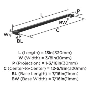 Amerock BP36911FB Matte Black Cabinet Pull 12-5/8 inch (320mm) Center-to-Center Cabinet Hardware Monument Furniture Hardware Drawer Pull