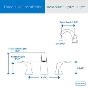 Gerber D304118BB Brushed Bronze Vaughn Two Handle Widespread Faucet