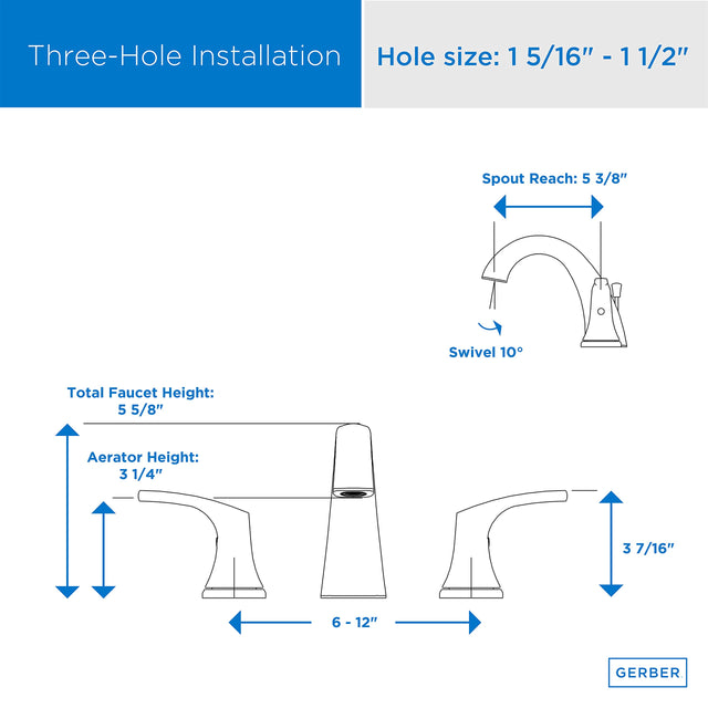 Gerber D304118BB Brushed Bronze Vaughn Two Handle Widespread Faucet