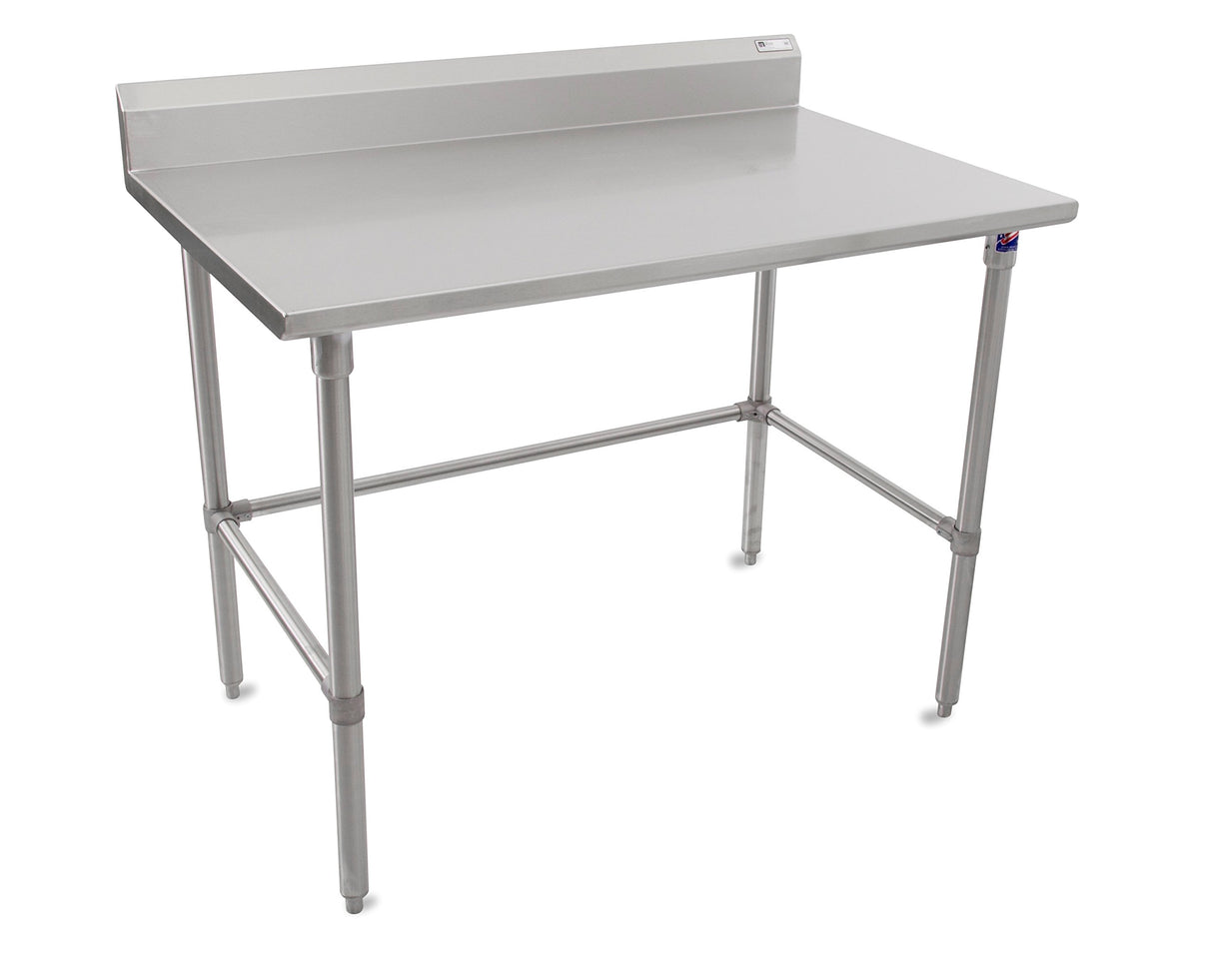 John Boos ST6R5-3030SBK Stallion Stainless Steel 5" Riser Top Work Table with Adjustable Legs and Bracing, 30" Length x Width