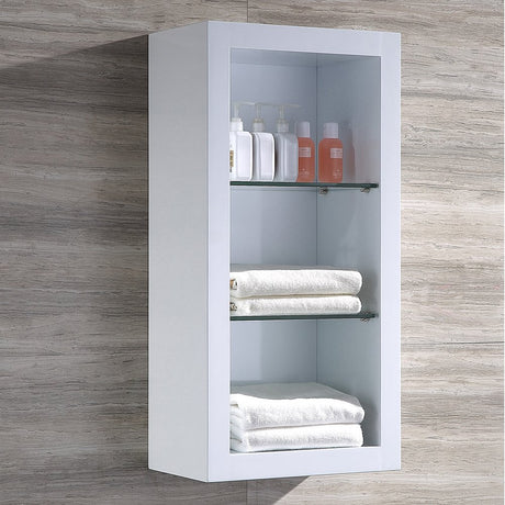 Fresca FST8130WH Fresca Allier White Bathroom Linen Side Cabinet w/ 2 Glass Shelves