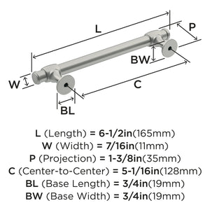 Amerock Cabinet Pull Satin Nickel 5-1/16 inch (128 mm) Center-to-Center Winsome 1 Pack Drawer Pull Cabinet Handle Cabinet Hardware