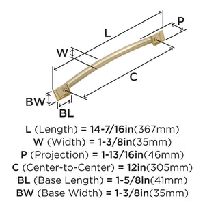 Amerock Appliance Pull Golden Champagne 12 inch (305 mm) Center to Center Candler 1 Pack Drawer Pull Drawer Handle Cabinet Hardware