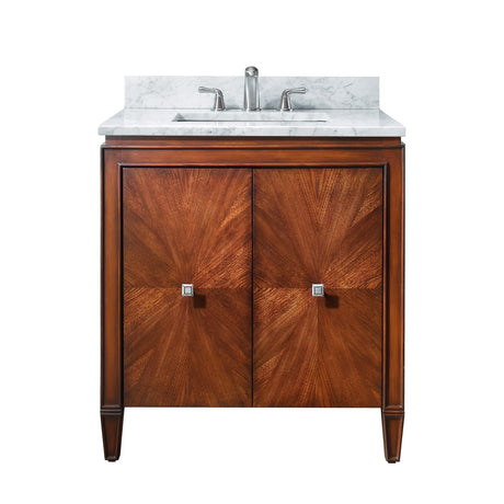 Avanity Brentwood 31 in. Vanity in New Walnut finish with Carrara White Marble Top