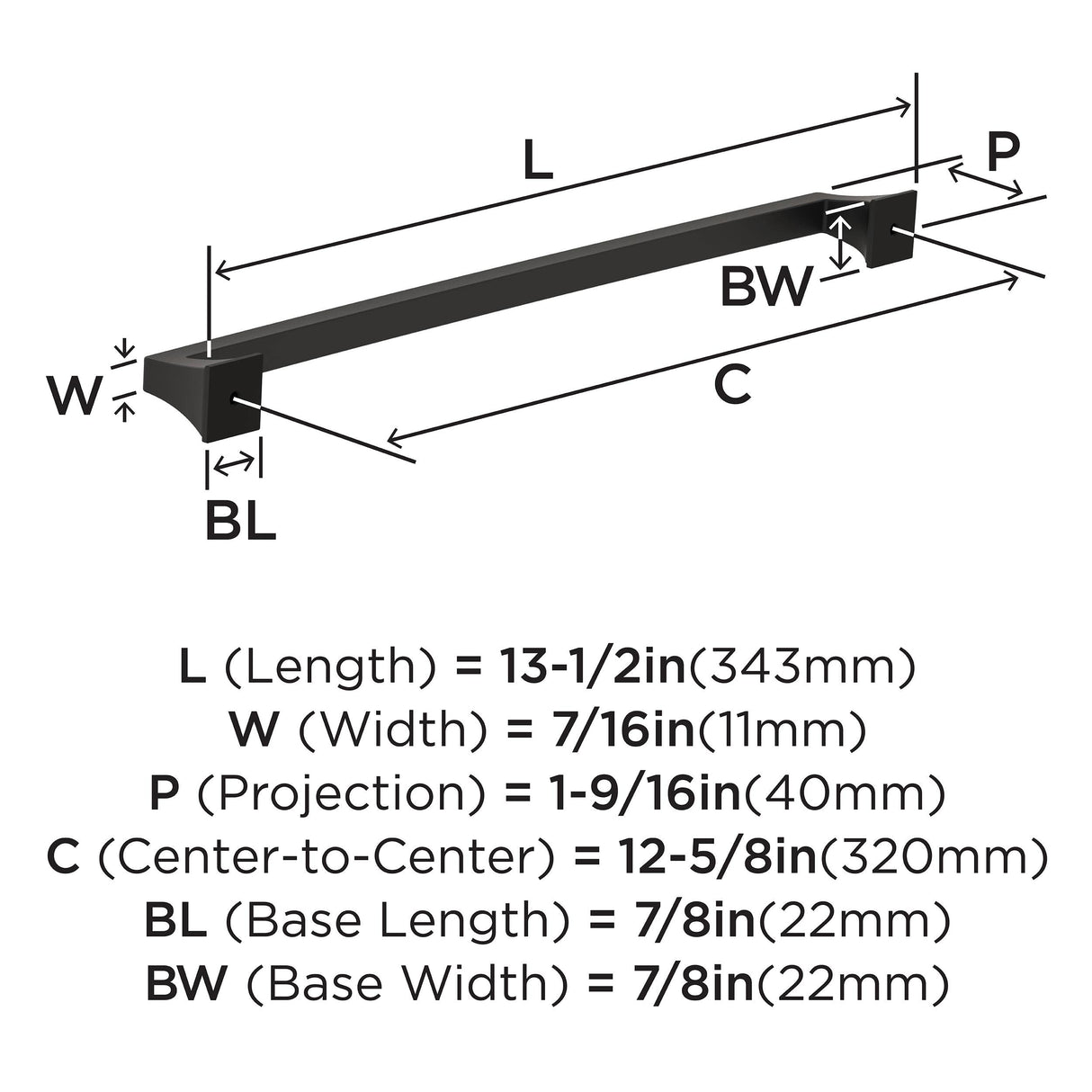 Amerock BP53537BBR Black Bronze Cabinet Pull 12-5/8 in (320 mm) Center-to-Center Cabinet Handle Mulholland Drawer Pull Kitchen Cabinet Handle Furniture Hardware
