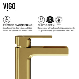 VIGO Amada 10.375 inch H Single Hole Single Handle Bathroom Faucet in Matte Gold - Vessel Sink Faucet VG03026MG