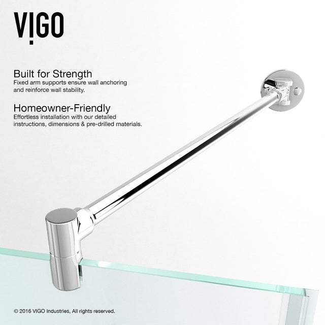 VIGO VG6063CHCL42 40.0" -40.0" W -73.38" H Frameless Hinged Neo-angle Shower Enclosure with Clear 0.38" Tempered Glass and Stainless Steel Hardware in Chrome Finish with Reversible Handle