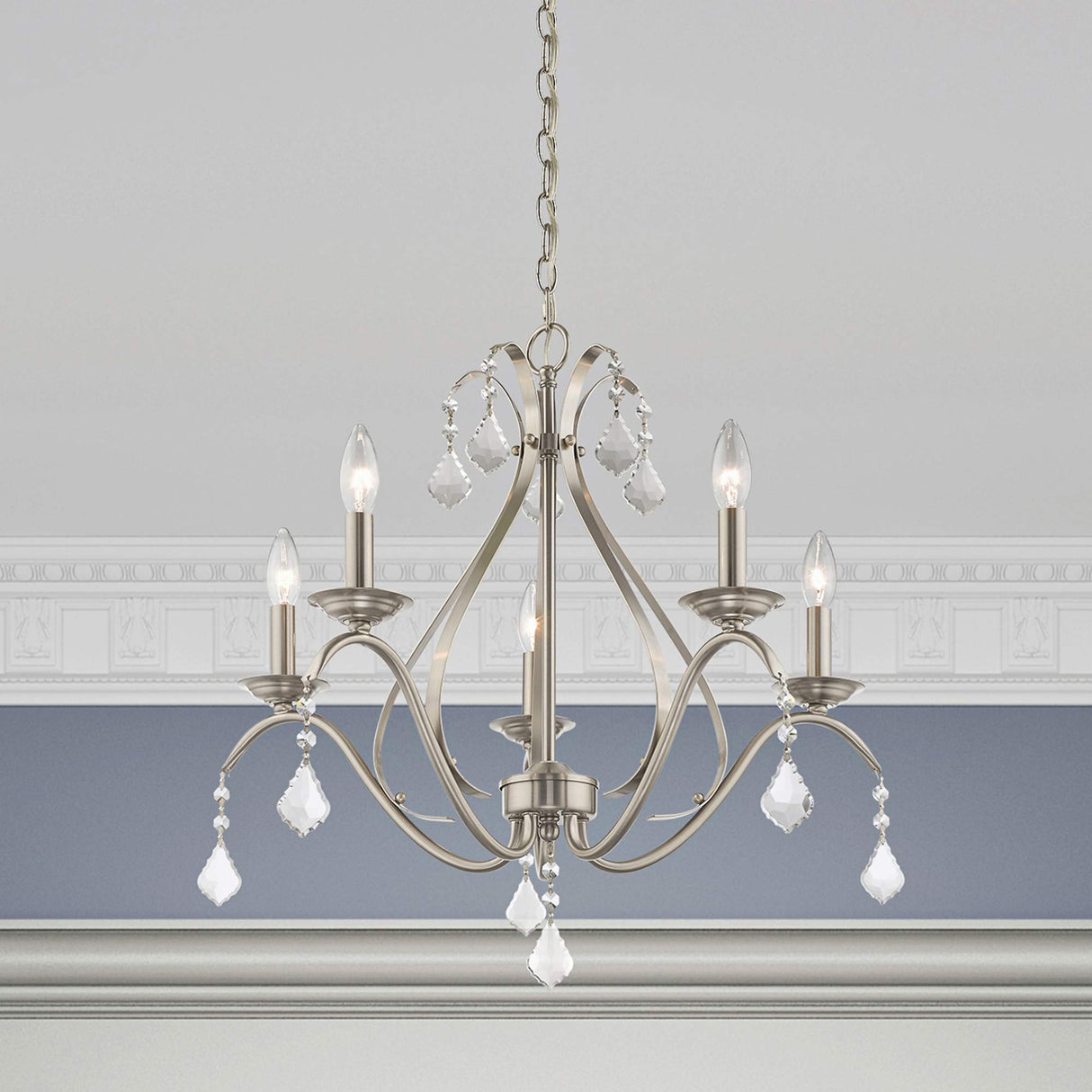 Livex Lighting 40845-92 Transitional Five Light Chandelier from Caterina Collection Dark Finish, English Bronze