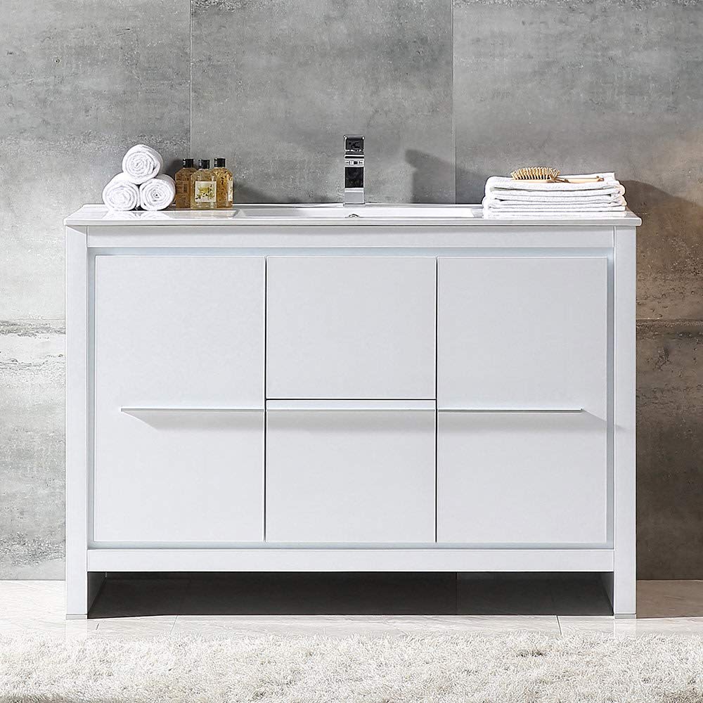 Fresca FCB8148WH-I Fresca Allier 48" White Modern Bathroom Cabinet w/ Sink