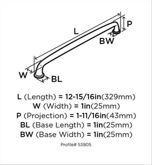 Amerock Appliance Pull Polished Nickel 12 inch (305 mm) Center to Center Kane 1 Pack Drawer Pull Drawer Handle Cabinet Hardware