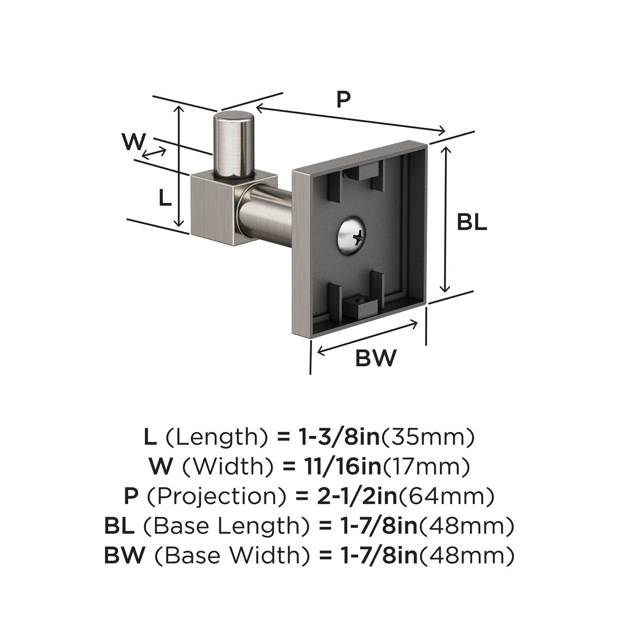 Amerock BH36070G10 Brushed Nickel Single Robe Hook 1-7/8 in. (48 mm) Length Towel Holder Appoint Towel Hook for Bathroom Bathroom Hardware Bath Accessories