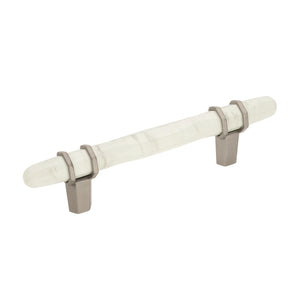 Amerock Cabinet Pull Marble White/Satin Nickel  3-3/4 inch (96 mm) Center to Center Carrione 1 Pack Drawer Pull Drawer Handle Cabinet Hardware