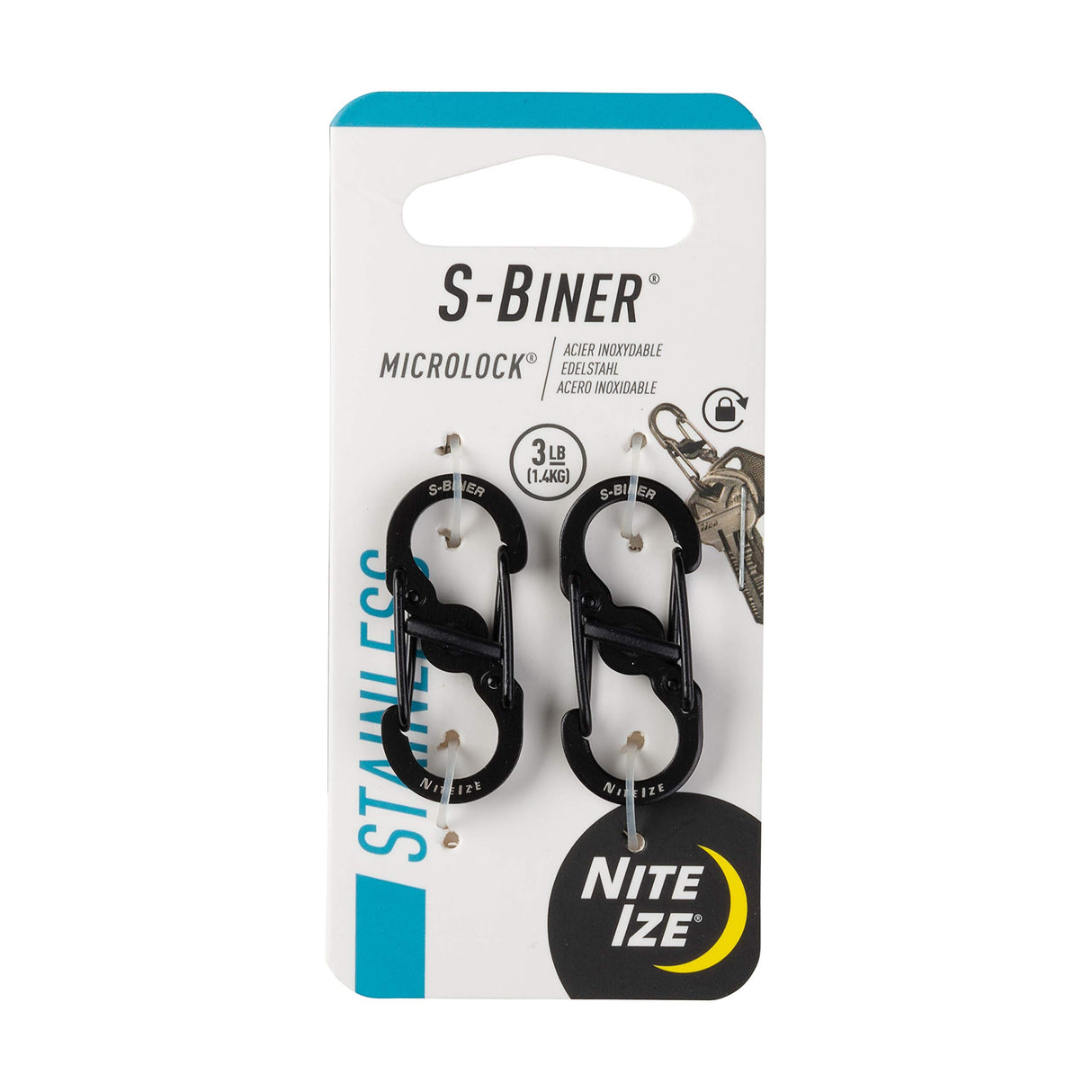 Nite Ize S-Biner MicroLock Aluminum, Locking Keychain Carabiner, 5 Pack, Assorted Colors