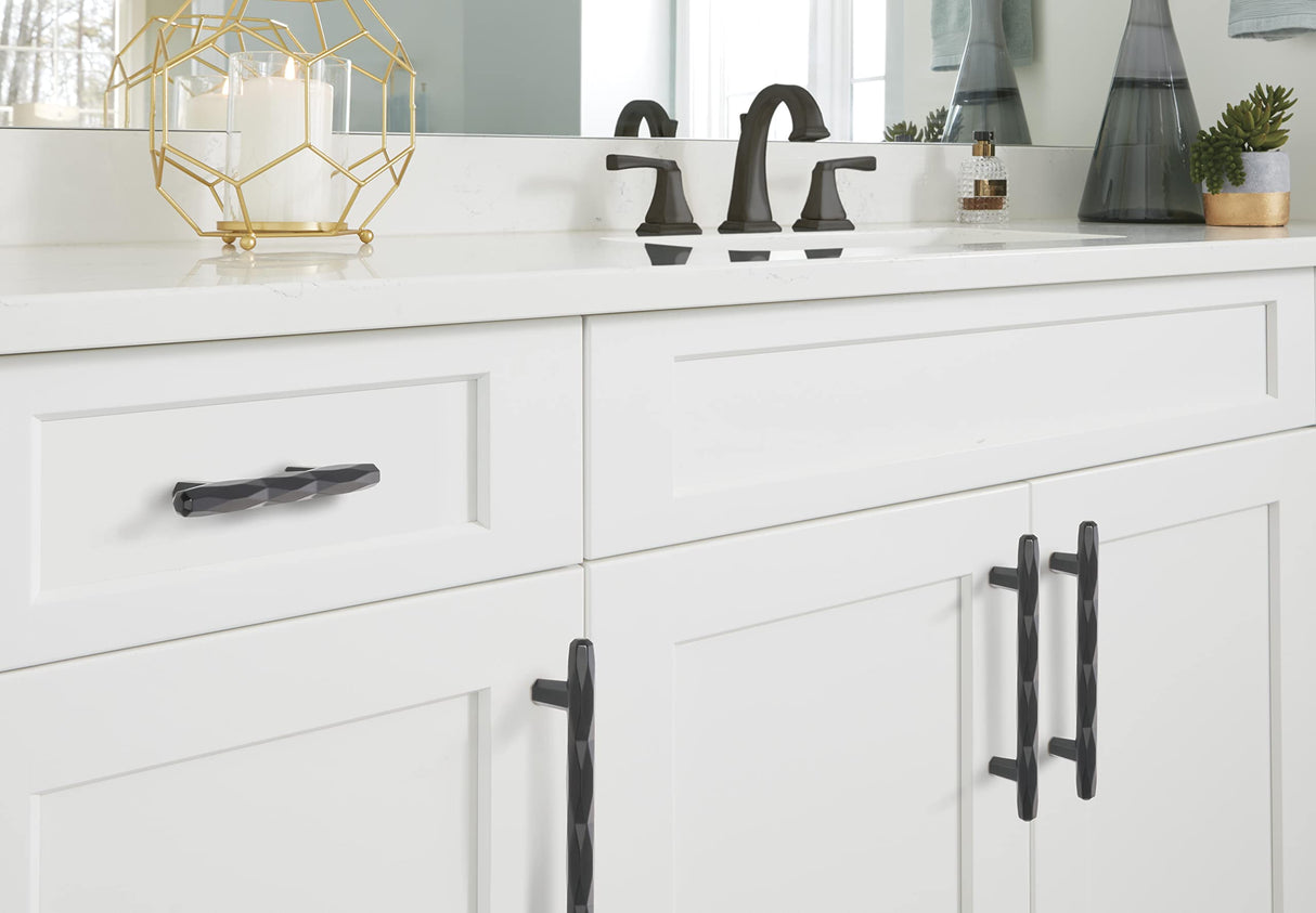 Amerock Cabinet Pull Black Bronze 5-1/16 inch (128 mm) Center to Center St. Vincent 1 Pack Drawer Pull Drawer Handle Cabinet Hardware