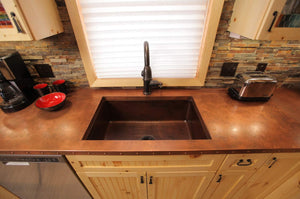 Premier Copper Products KSDB33199 33-Inch Hammered Copper Kitchen Single Basin Sink, Oil Rubbed Bronze