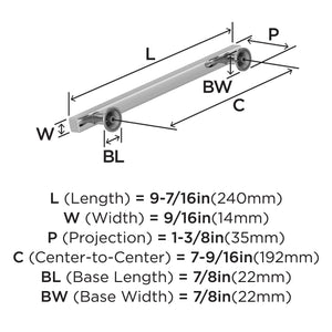 Amerock Corp BP3710726 Everett Pull, 7-9/16 in (192 mm) Center-to-Center, Polished Chrome