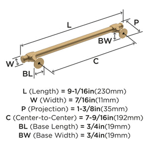 Amerock Cabinet Pull Champagne Bronze 7-9/16 inch (192 mm) Center-to-Center Winsome 1 Pack Drawer Pull Cabinet Handle Cabinet Hardware