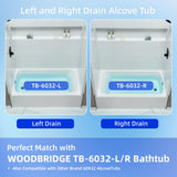 New England Home Goods 60” x 32” Four-Piece Direct-to-Stud Alcove Tub Surround with Left-Drain Hole Soaking Bathtub Combo in White