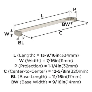 Amerock BP55284G10 Satin Nickel Cabinet Pull 12-5/8 in (320 mm) Center-to-Center Cabinet Handle Blackrock Drawer Pull Kitchen Cabinet Handle Furniture Hardware