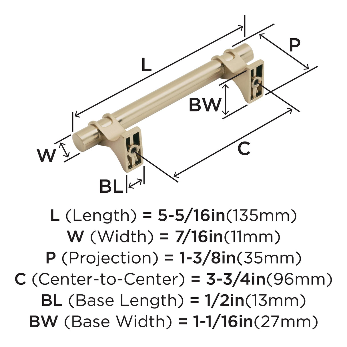 Amerock Cabinet Pull Champagne Bronze 3-3/4 inch (96 mm) Center to Center Davenport 1 Pack Drawer Pull Drawer Handle Cabinet Hardware