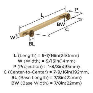 Amerock Corp BP37107CZ Everett Pull, 7-9/16 in (192 mm) Center-to-Center, Champagne Bronze