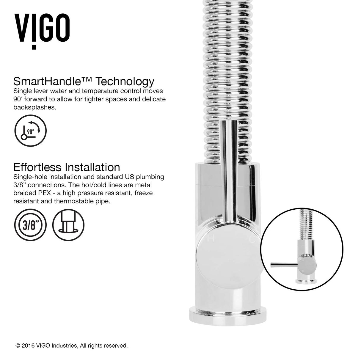 VIGO VG02001CHK1 19" H Edison Single-Handle with Pull-Down Sprayer Kitchen Faucet with Deck Plate in Chrome